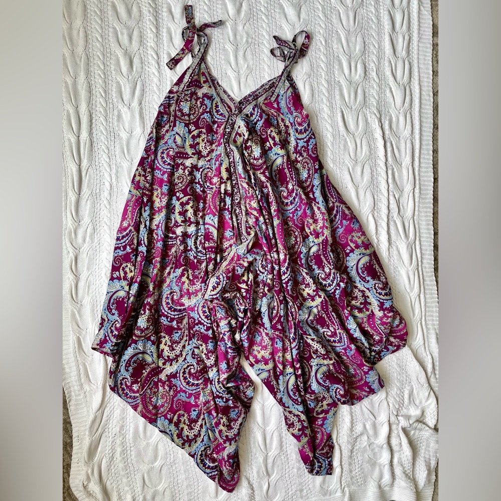 WAYAN Boho Paisley Romper Jumpsuit One Size Flowy Beach